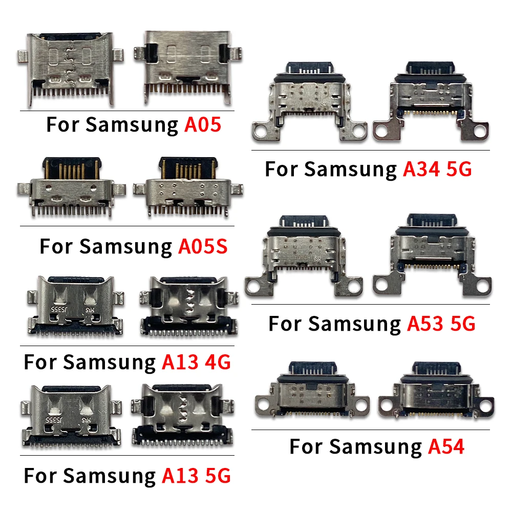 100 Uds puerto de carga USB para Samsung A04E A04S A05 A05S A13 4G A13 5G A14 A145P A146B A20E A23 A24 A34 A42 A54 A53 5G
