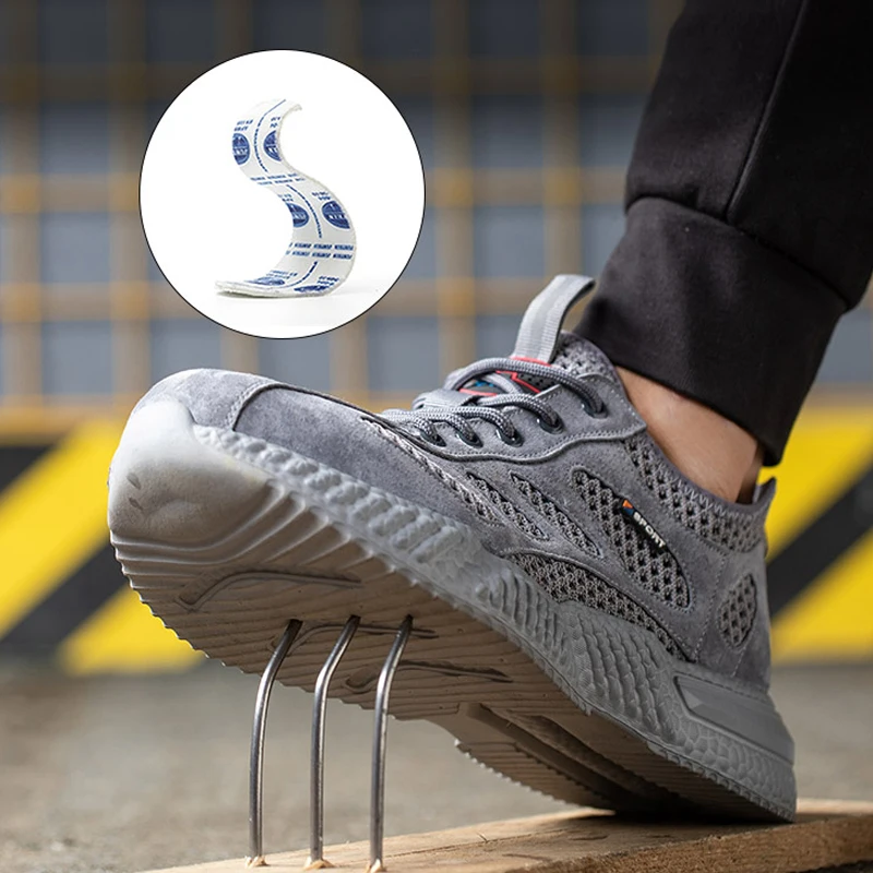 Zapatos de seguridad transpirables para el trabajo, zapatos con punta de acero, antiaplastamiento, antipuñaladas, zapatos indestructibles, botas de protección para hombre