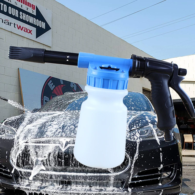 Boquilla de espuma para lavadora de coche ajustable, 1L, pistola de espuma para lavado de coches, olla de espuma de limpieza, lanza, jabón de agua, pulverizador de champú, pistola de espuma en aerosol