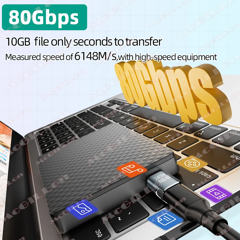 240W USB4.0 80Gbps Thunderbolt5 magnético tipo C OTG USB C a USB-C Cable convertidor magnético de carga rápida 8K @ 60Hz adaptador USB tipo C