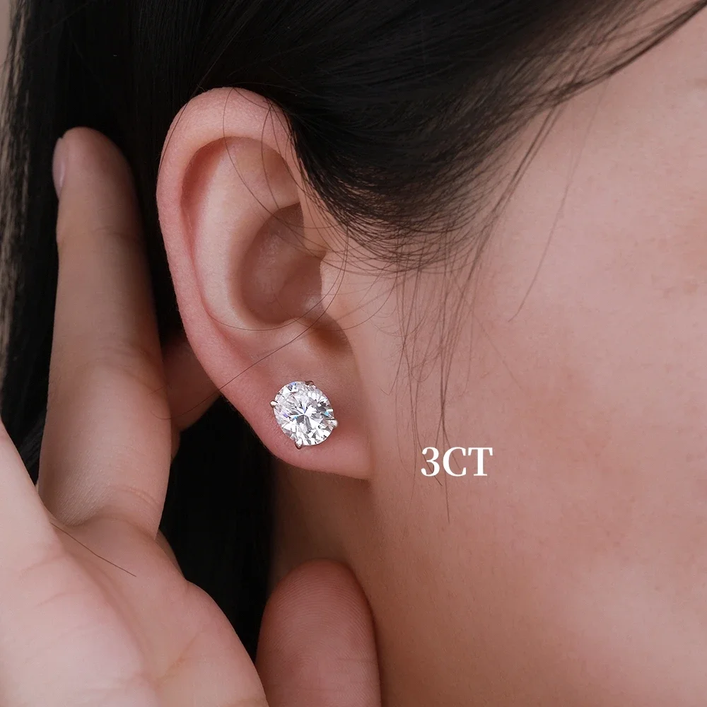 NKHOG-pendientes ovalados de moissanita de 1-4CT, pendientes de plata S925 con diamantes brillantes para mujeres y hombres, joyería chapada en 18K para boda GRA