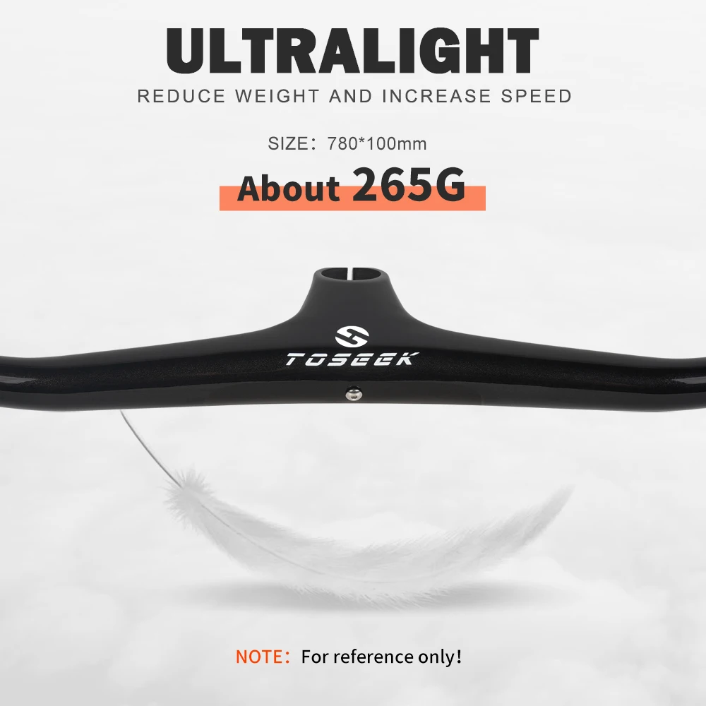 TOSEEK-Manillar y vástago TSL180 para bicicleta de montaña, manillar integrado de carbono de 10 grados, 260g, Width780-70/80/90/100/110mm