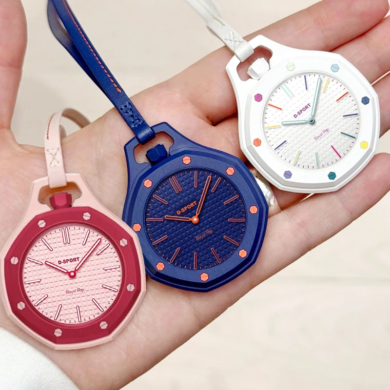 Nuevo Reloj de Bolsillo Octagonal con Cadena para Hombre y Mujer, Reloj Colgante Casual de Cuarzo, Reloj de Pulsera con Colgante de Moda en Color Caramelo