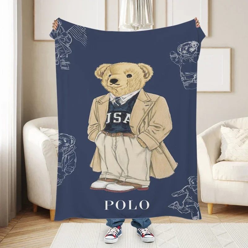 Mantas de sofá para invierno, osos z-polo, manta suave y esponjosa para siesta, tamaño King, ropa de cama de microfibra, cama cálida hasta la rodilla, forro polar para acampar y hogar