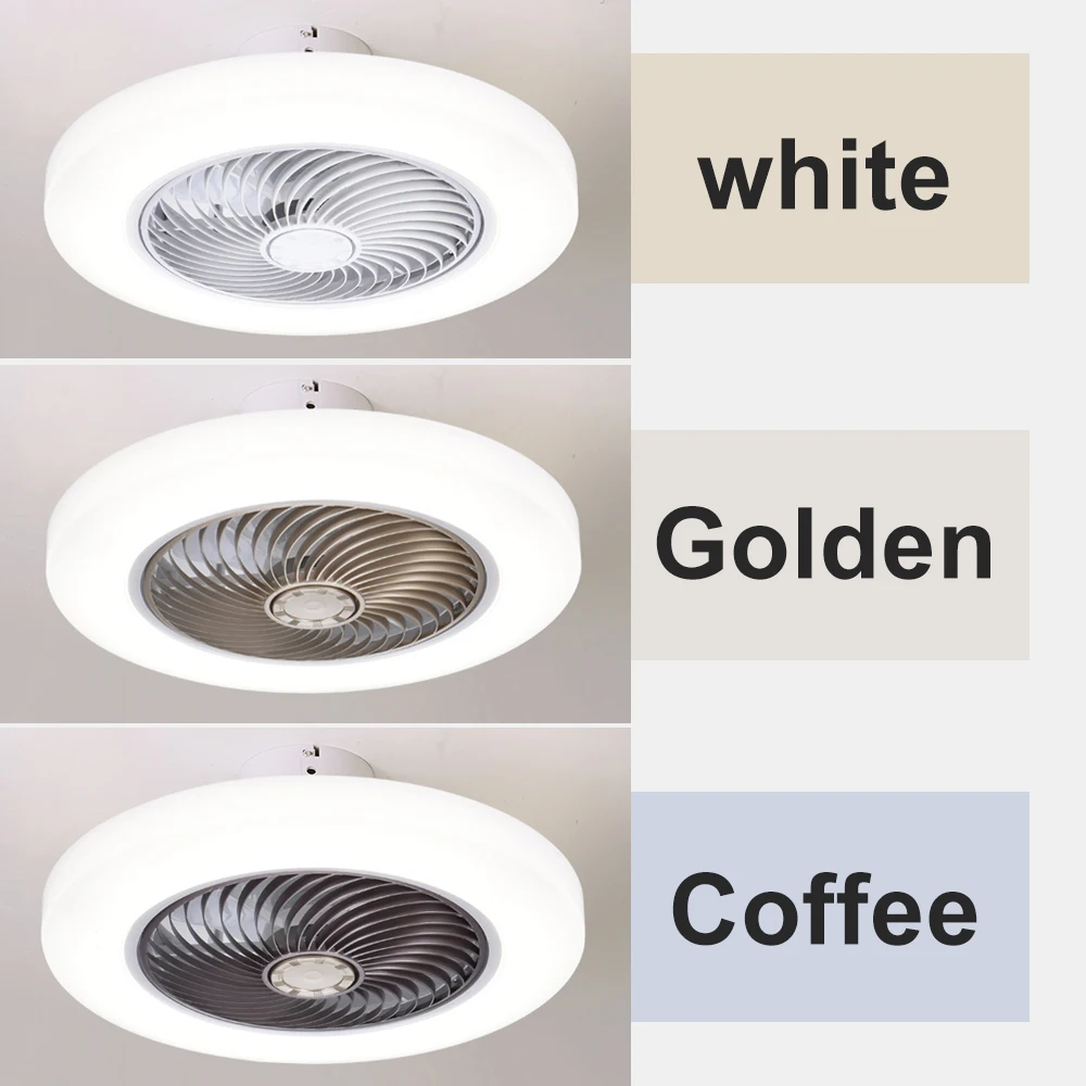Ventilador de techo inteligente con luces, Control remoto, decoración de dormitorio, lámpara de ventilador, aspas invisibles de aire silenciosas de 52cm