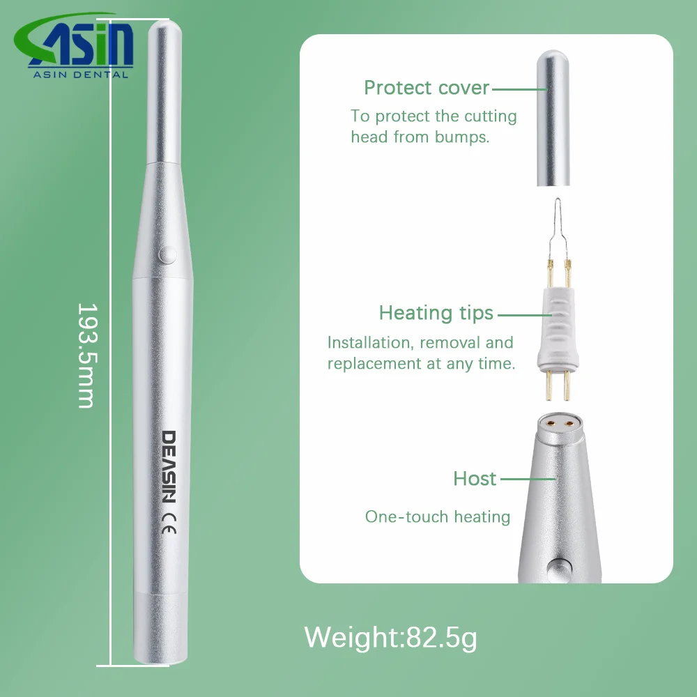 Corte Dental de gutapercha, batería AA calentada, modelo extraíble, cortador de dientes y encías, electrocoagulación hemostática con bolígrafo, 8 puntas