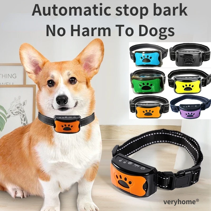 Dispositivo antiladridos para perros, Collar de entrenamiento ultrasónico eléctrico USB para perros, Collar antiladridos con vibración para dejar de ladridos, envío directo