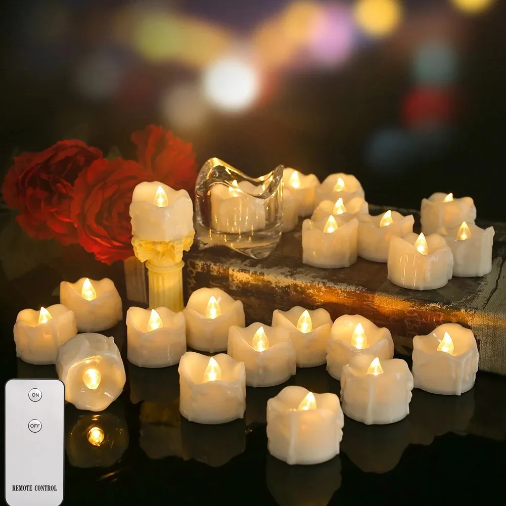 Vela Electrónica LED sin Llama con Control Remoto, Iluminación LED con Llama parpadeante, Velas de Té para Bodas, Fiestas y Decoración del Hogar