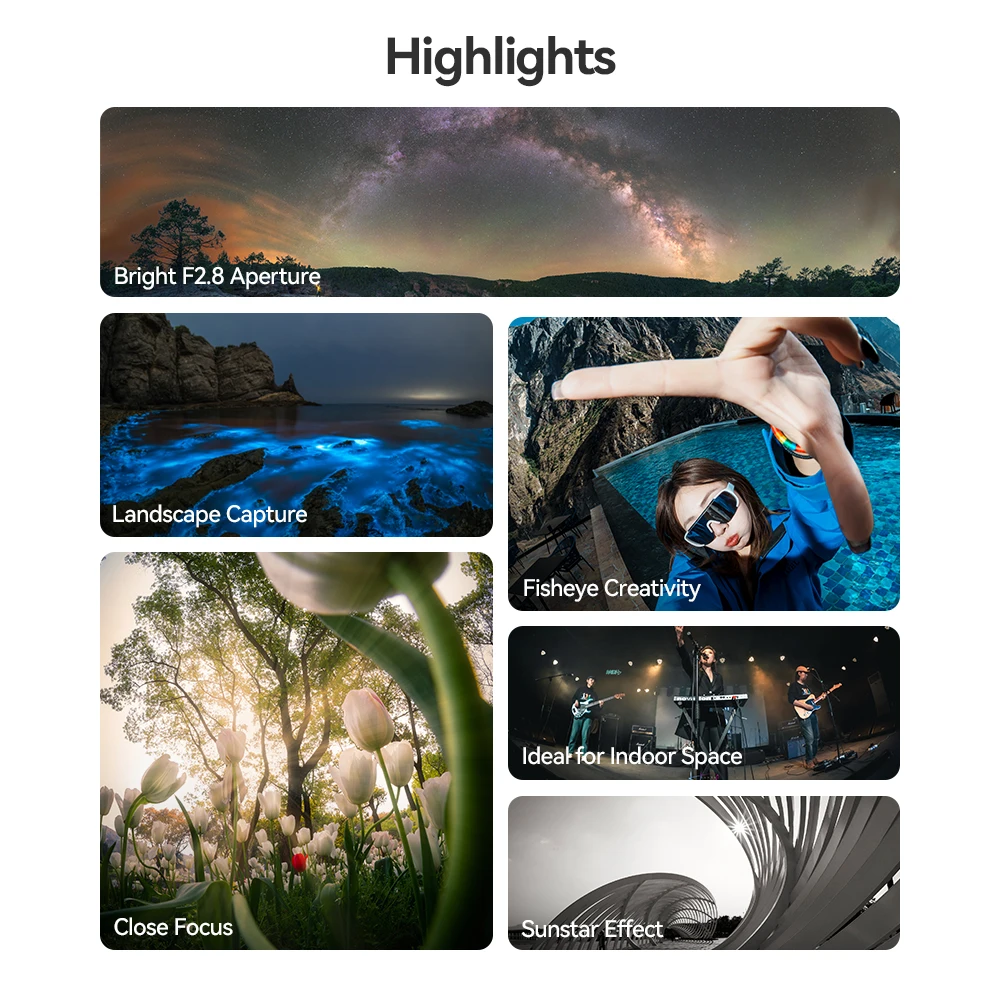 Lente de Cámara Ojo de Pez TTARTISAN de 11 mm F2.8 con 180° de Ángulo de Visión °   Ángulo de Visión para Fotografía con Monturas Sony E, Nikon Z, F, Canon RF y L