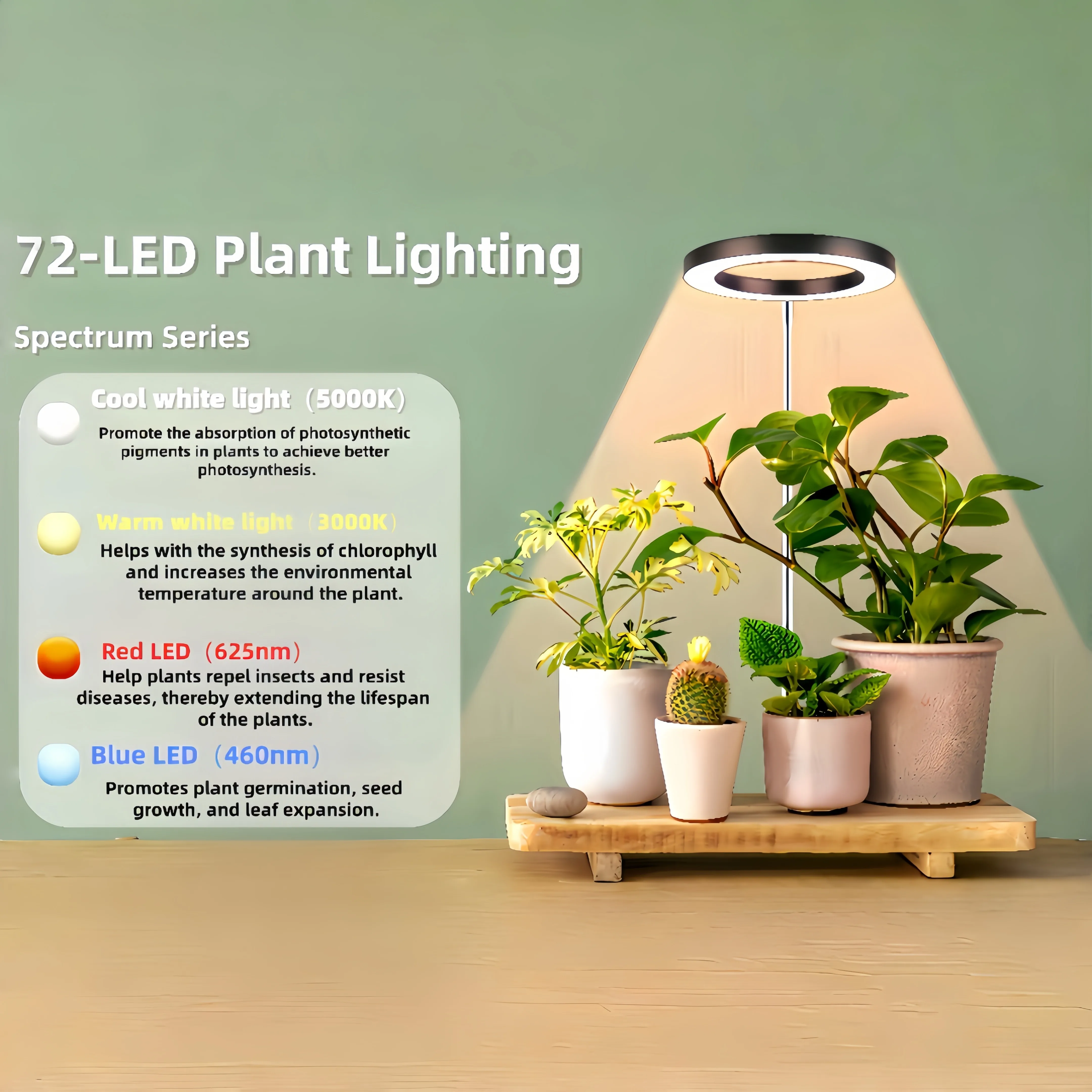 Lámpara de Cultivo para Plantas, Altura Ajustable con Temporizador de Encendido/Apagado Automático 3H/9H/12H, 10 Niveles de Brillo Regulable, Ideal para Iluminación de Plantas en Escritorio o Hogar