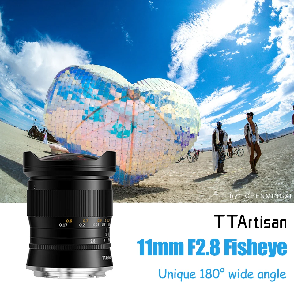Lente de Cámara Ojo de Pez TTARTISAN de 11 mm F2.8 con 180° de Ángulo de Visión °   Ángulo de Visión para Fotografía con Monturas Sony E, Nikon Z, F, Canon RF y L
