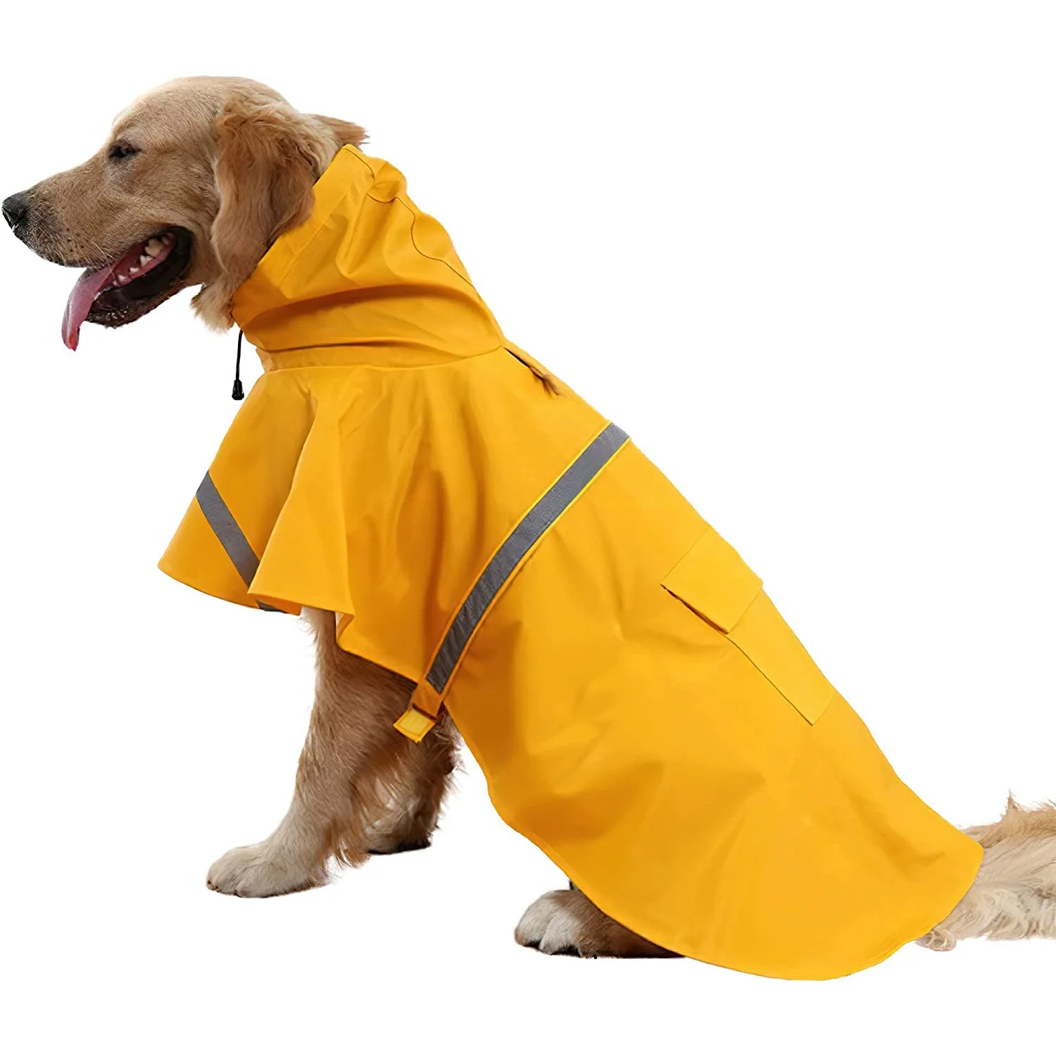 Chubasquero con capucha para mascotas a la moda, chubasquero para perros, ropa reflectante para perros estilo capa para mantener a su perro seco y cómodo en lluvioso