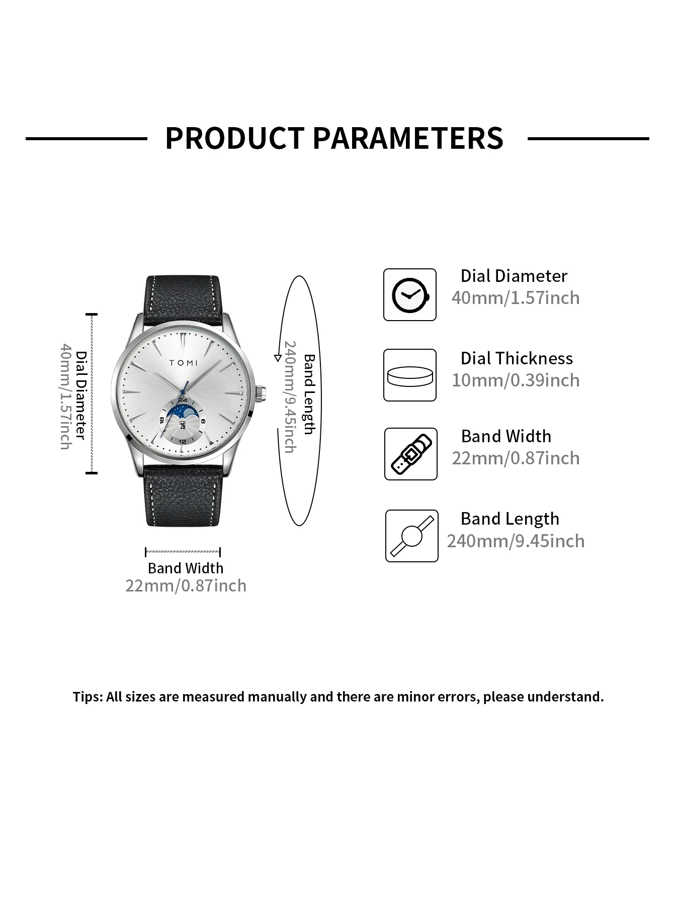 TOMI Set de Regalo de 2 Relojes para Hombre con Bolígrafo, Reloj de Cuarzo de Lujo con Calendario, Ideal para Regalo de Cumpleaños o Festivos