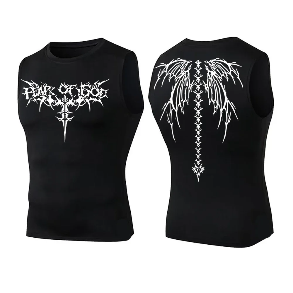 Camiseta de compresión Y2K para hombre, Top de entrenamiento, medias deportivas de verano, camiseta sin mangas para correr, camiseta sin mangas de secado rápido para Fitness, chaleco ajustado