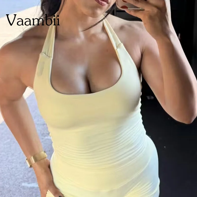 Sujetador deportivo de realce de impacto para mujer, ropa deportiva para entrenamiento físico, Top con cuello Halter, ropa de gimnasio, camisetas sin mangas de Yoga con almohadilla extraíble para el pecho