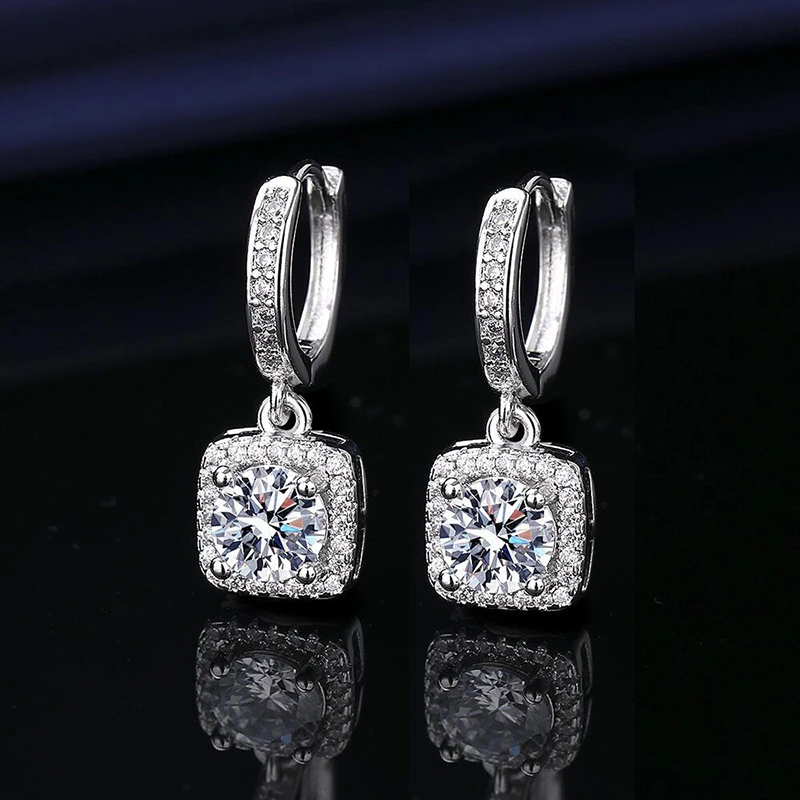Certificados GRA 100% moissanita auténtica Plata de Ley 925 D VVS1 Pass Diamond Tester Pen pendientes de tuerca de moissanita para mujer