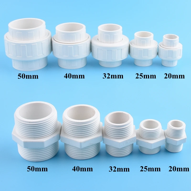 Conector de Tubería de PVC 20~50mm Blanco para Riego de Jardín, Conexión Directa, Codo, Unión, Abrazadera de Tubería, Junta Cruzada, Válvula de Bola para Acuario