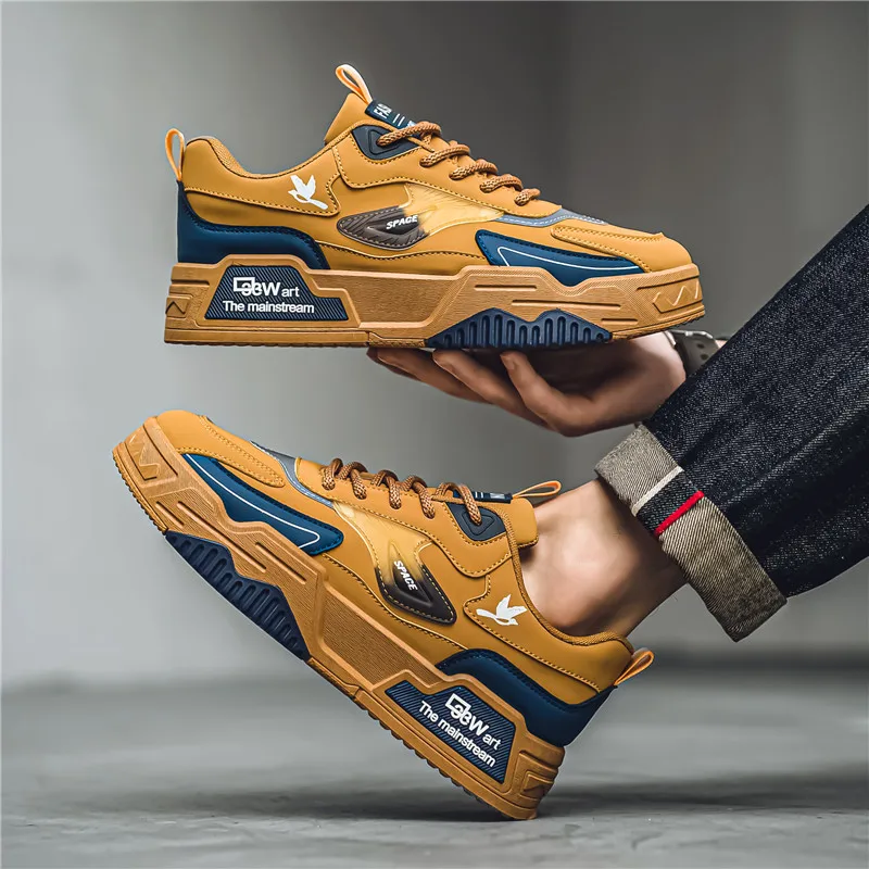 Zapatos Deportivos Casuales Otoño 2024 para Hombre, Zapatos de Cuero de Moda con Punta Baja, Zapatos de Running Versátiles, Zapatos de Skateboard para Hombre Aptos para Deportes al Aire Libre