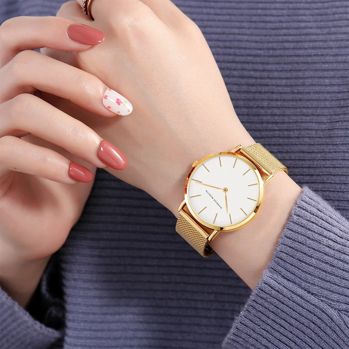 Reloj HANNAH MARTIN para Mujer, Estilo Nórdico Minimalista, Movimiento de Cuarzo Japonés, Resistente al Agua 3 Bar, 36 mm, Oro Rosa Completo, Dropshipping