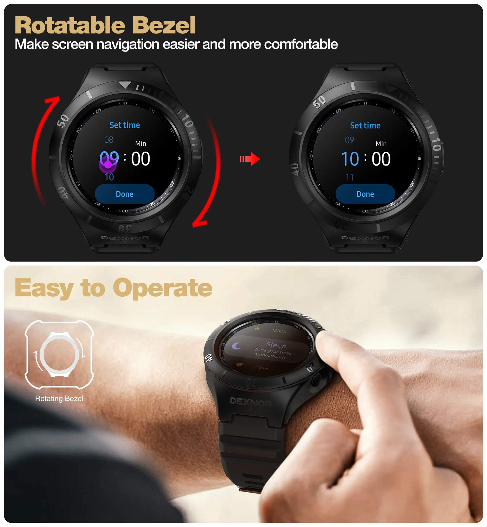 Dexnor-funda deportiva de negocios para Samsung Galaxy Watch 3, cubierta resistente de grado militar a prueba de golpes con bandas de correa, 45mm (2020)