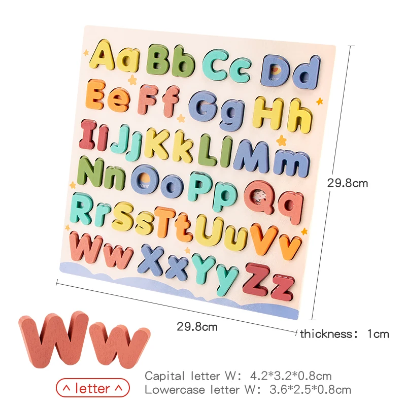 Rompecabezas educativo de madera Abc, estuche superior y letras más inferiores para regalos de cumpleaños, juego familiar para niños y niñas, niños en edad preescolar