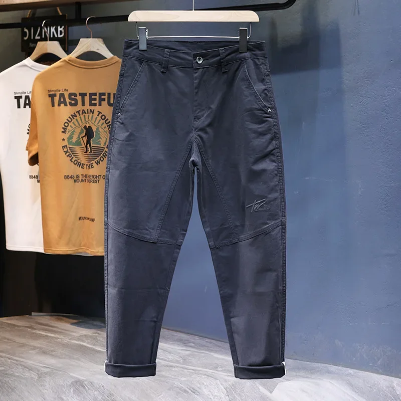 Pantalones holgados para hombre, Harem, holgados, elásticos, informales, de retales, a la moda, ropa para hombre, pantalones de gran tamaño cónicos para hombre Kpop