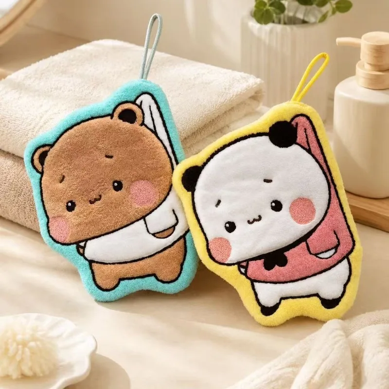 Toalla de Mano Kawaii Suave Bubu Dudu, Doble Capa, Gruesa, Absorbente, de Felpa de Coral, Toalla Colgante con Dibujos Animados, para el Hogar