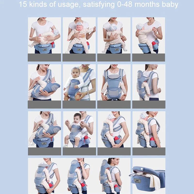 Mochila Portabebés Ergonómica para Recién Nacidos, Portabebés con Asiento de Cadera, Portabebés Ergonómico Tipo Canguro Orientado hacia Adelante, para Viajes