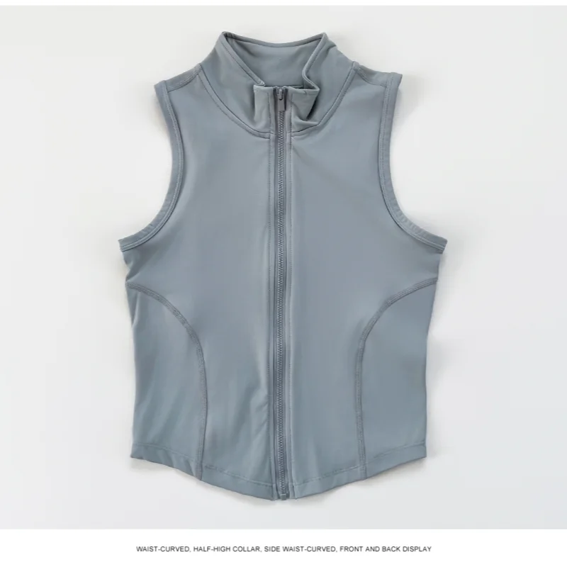 Ropa Deportiva para Mujer, Yoga, Fitness, Chaleco Deportivo sin Mangas con Cuello Alto y Cremallera, Chaleco Delgado para Yoga y Fitness