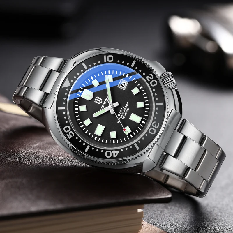 QINGXIYA nuevo diseño de moda reloj de cuarzo con fecha para hombres de acero inoxidable resistente al agua relojes luminosos para hombres reloj Masculino