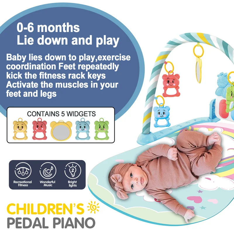 Soporte de Fitness para bebé, juego de música, juguetes de actividades de gimnasio, manta para gatear de Piano para recién nacido, almohadilla de juego de Pedal, regalos de educación temprana de 0 a 36 meses