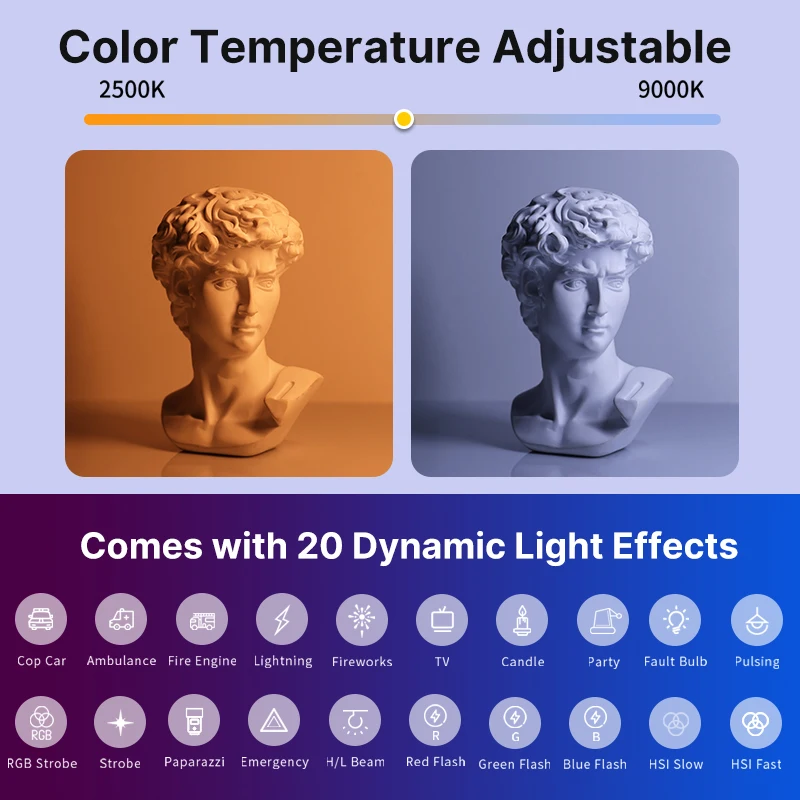 Ulanzi VL119 luz de palo colorida RGB de mano 19,68 pulgadas varita de luz LED de mano CRI 95 + 2500K-9000K lámpara de estudio de fotografía
