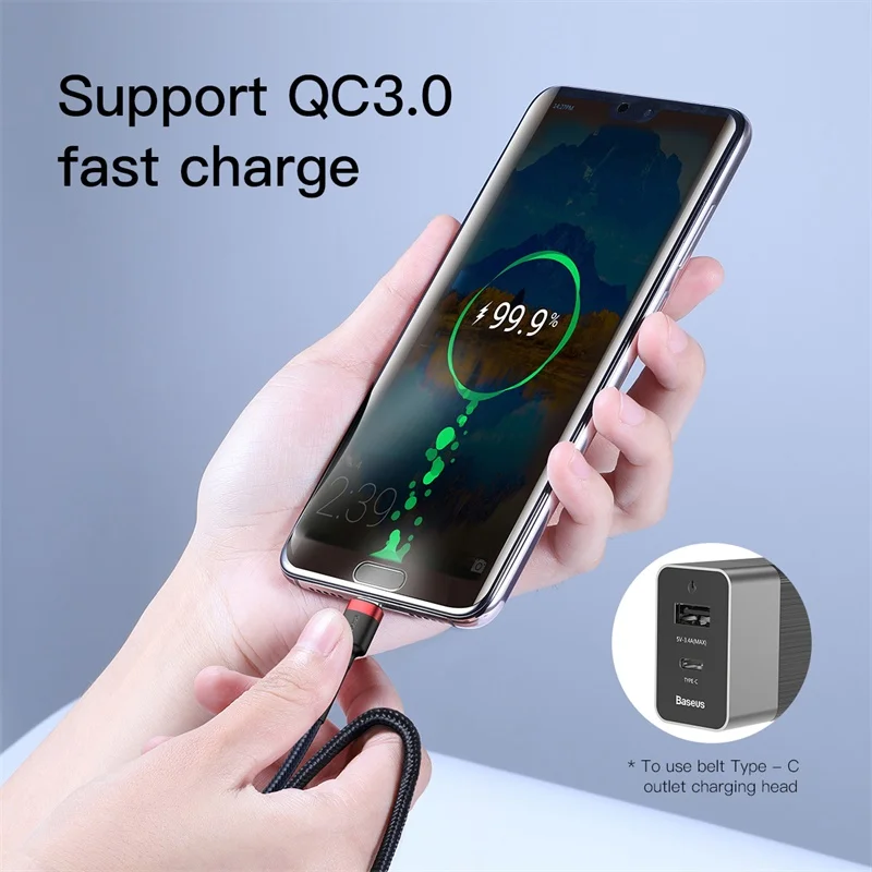 Cable Baseus USB C a USB tipo C para MacBook Pro Quick Charge 3,0 60W PD carga rápida para Samsung Xiaomi mi Cable de carga