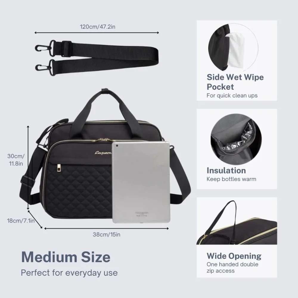Bolsa de pañales cruzada para bebé, bolsa de pañales para bebé, bandolera de mensajero de viaje con apertura grande y hombro, bolsa de pañales para mamá