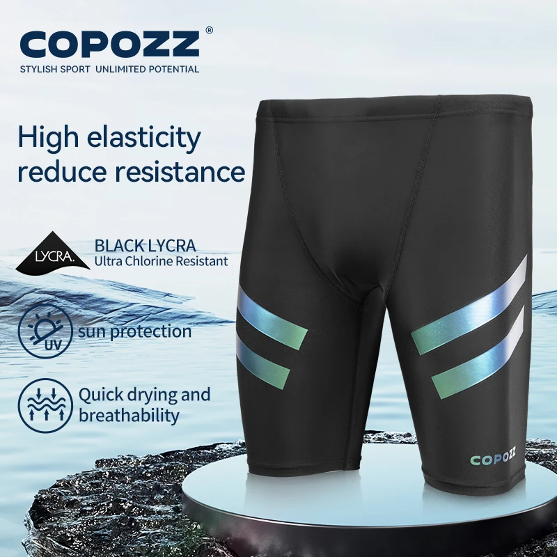 COPOZZ bañador para hombre, pantalones cortos de natación, traje de baño deportivo de competición, transpirable, secado rápido, pantalones de playa