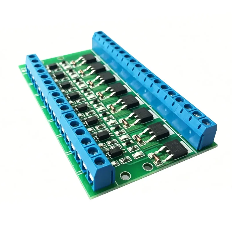 Módulo Controlador MOSFET Optoaislado de 8 Canales, DC 3.7-27V 10A por Canal, Entrada PWM 3-20V, 0-20kHz, para Amplificación de Señal PLC