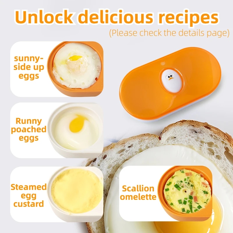 Cocedor de Huevos Doble para Microondas Joie, Caja para Huevos Fritos, Caja para Huevos al Vapor para Desayuno, Utensilios de Cocina para Huevos