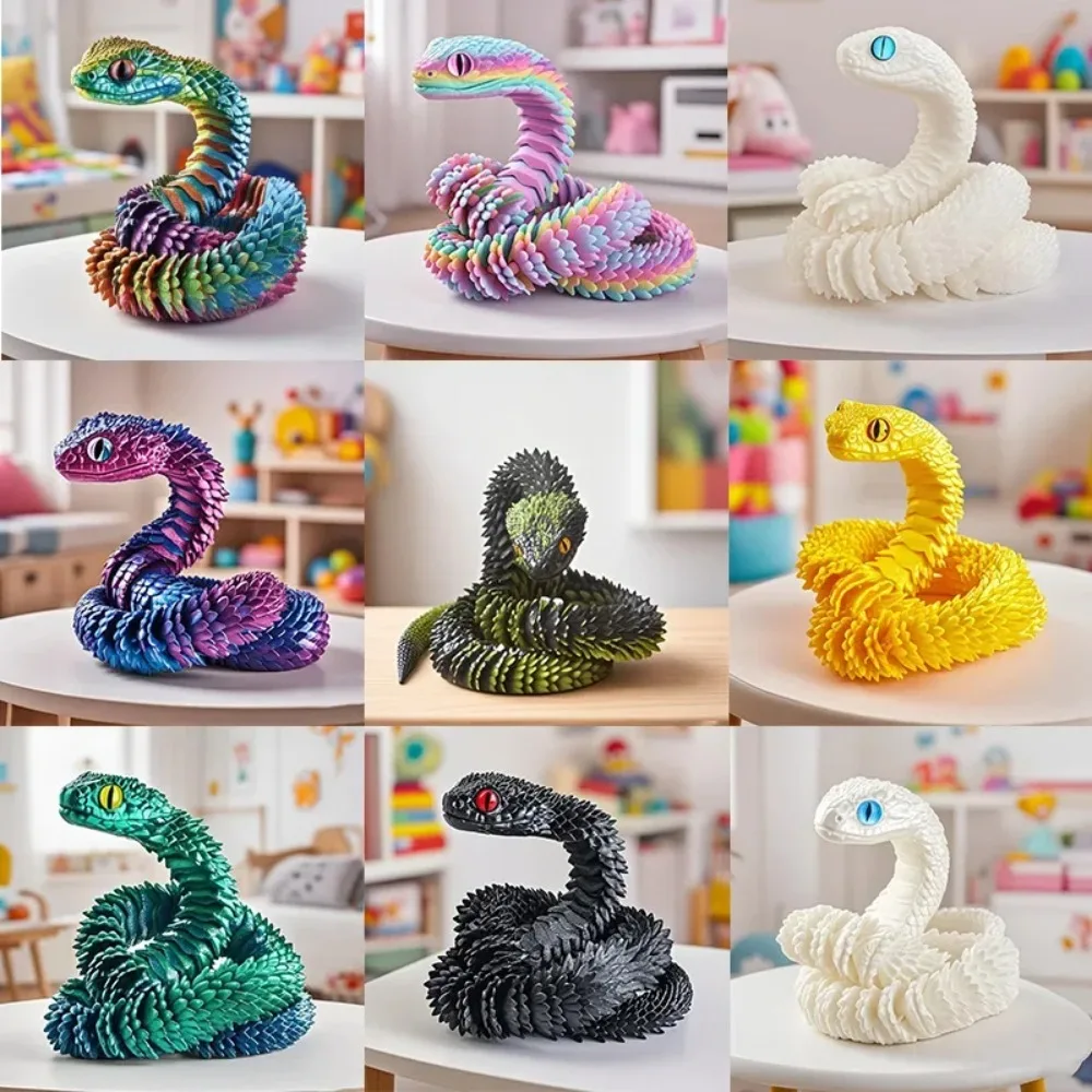 Serpiente Impresa en 3D, Multiarticulada, Giratoria, Estereoscópica, Adorno de Escritorio para Oficina, Decoración del Hogar, Modelo Animal, Figura Decorativa para Coche