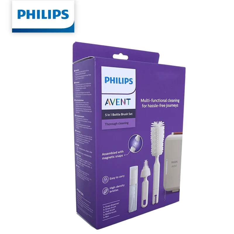 Philips AVENT-Juego de cepillos para biberones, Kit de cepillos de limpieza multifuncional para tetinas de biberones, accesorios de alimentación para recién nacidos