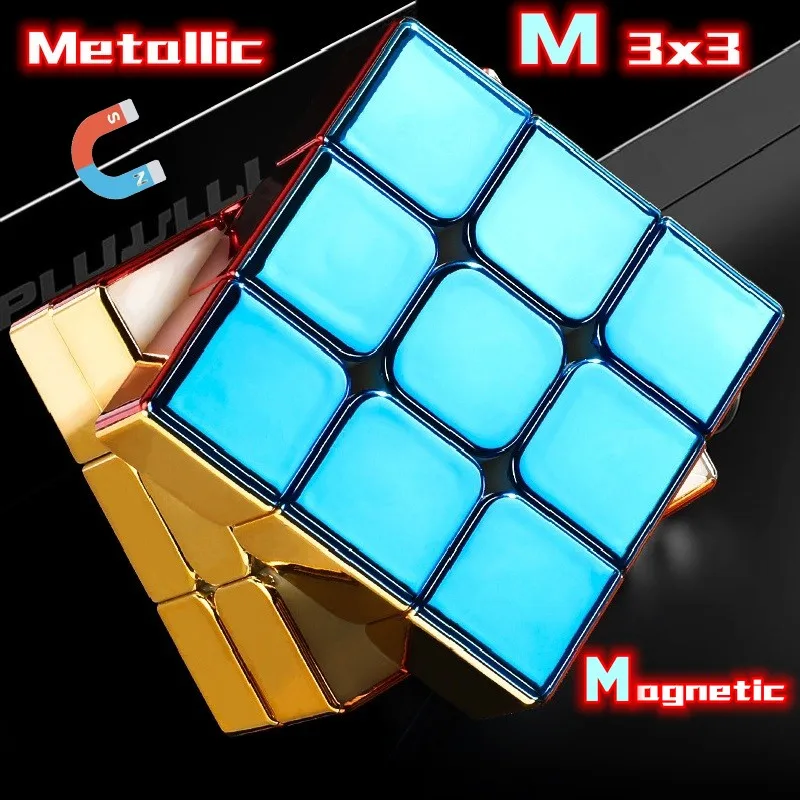SengSo-Cubo mágico magnético de Metal, juguete de Cubo dorado, rompecabezas de velocidad, M3, 3x3x3