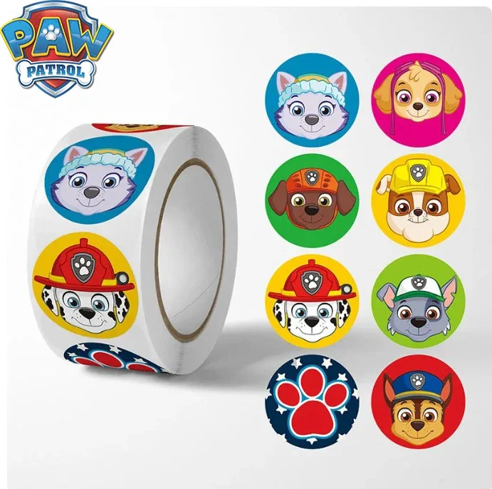500 unids/set de pegatinas de la patrulla canina, pegatinas de dibujos animados de Chase Skye, papelería bonita para niños, suministros para profesores de escuela, pegatinas de recompensa, juguetes de regalo