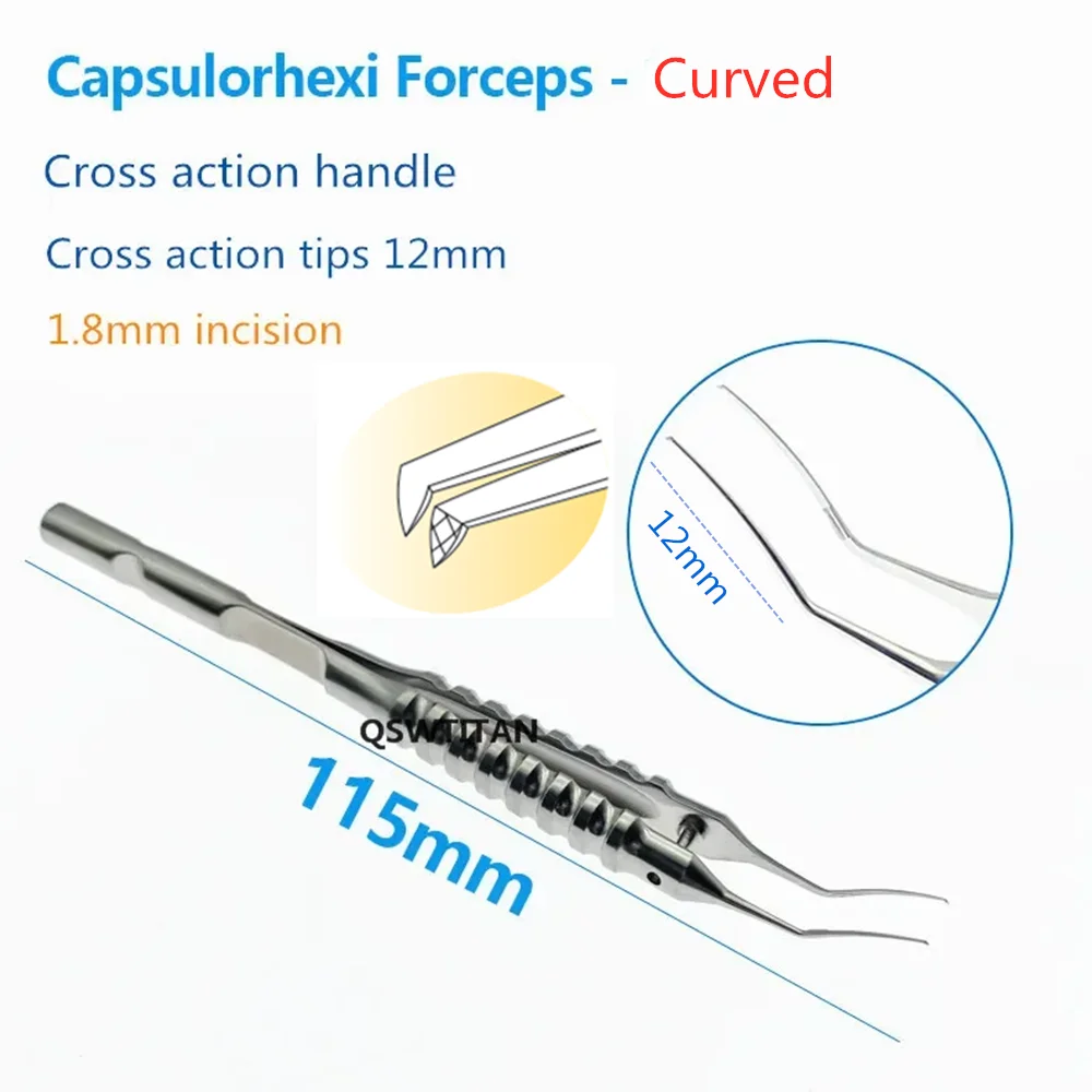 Pinzas de capsulorrexis de incisión pequeña oftálmica de 1,8mm instrumentos quirúrgicos oftálmicos de acero inoxidable