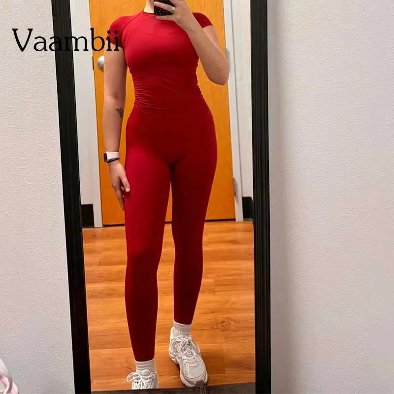 Conjunto Deportivo de Top de Manga Corta y Leggings Impact, Conjunto de Gimnasio de 2 Piezas, Traje de Yoga para Mujer, Ropa Deportiva sin Costuras para Gimnasio