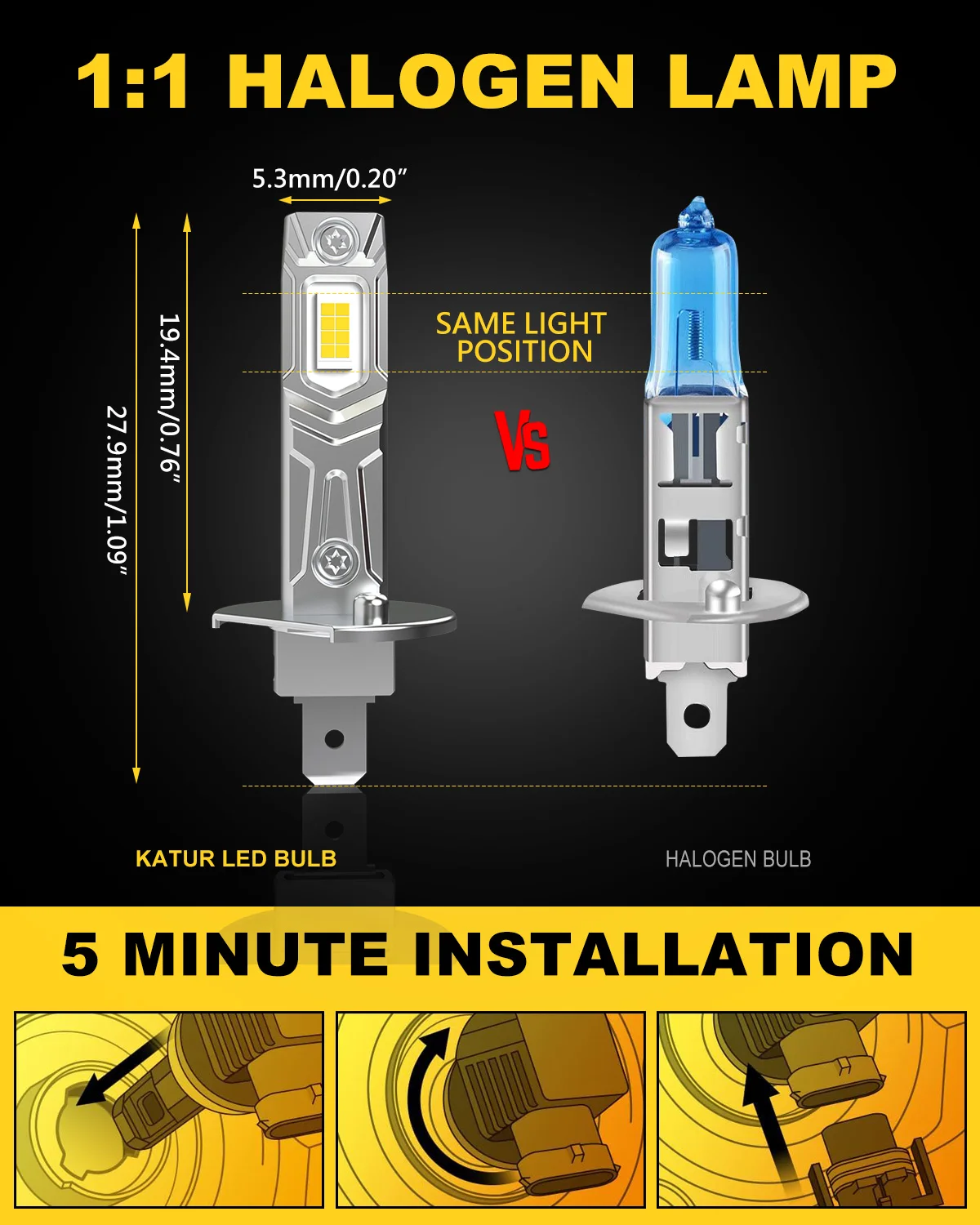 2 uds bombilla LED Canbus H1 faro LED diseño de tamaño Mini inalámbrico sin ventilador para lámpara LED de coche Chips CSP 16000LM blanco