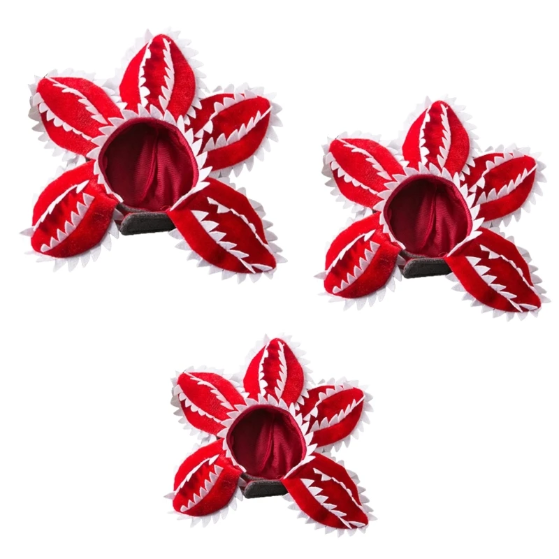 Divertido sombrero gato Demogorgon, disfraz flor aterradora, suministros accesorios para mascotas cumpleaños, para