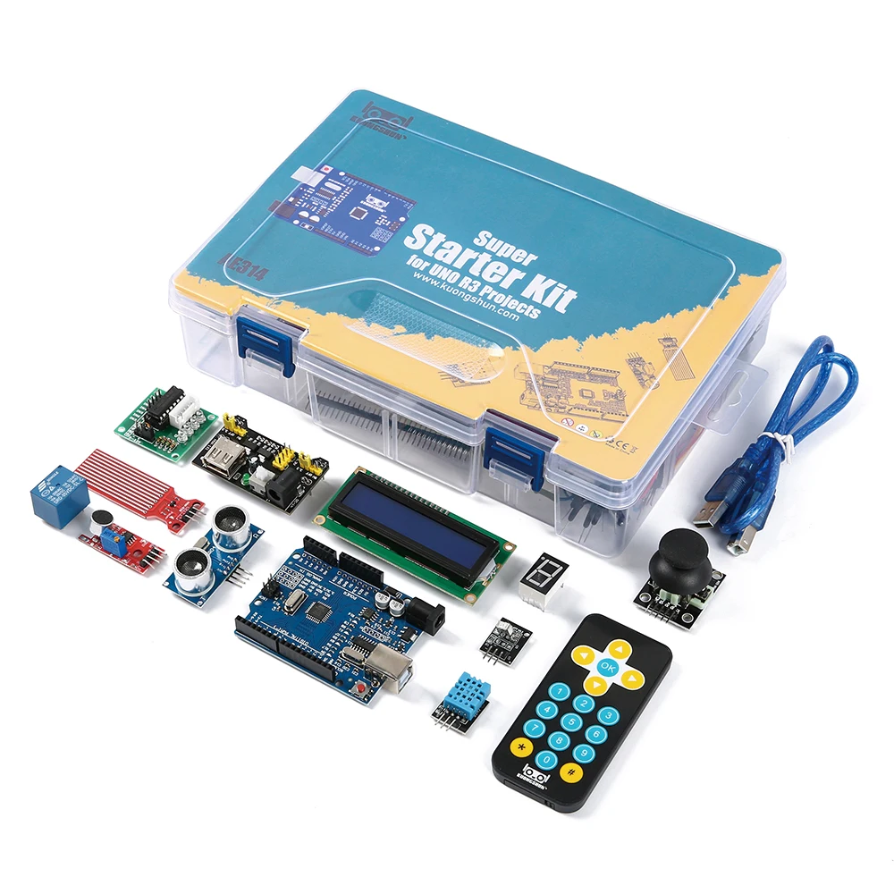 KUONGSHUN Super Starter Kit que incluye placa de pruebas 1602 IIC Jumper Wire Set R3 para Arduino UNO con tutorial