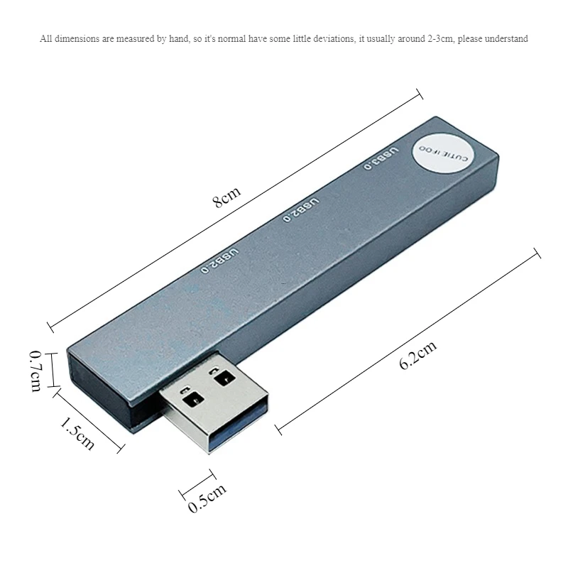 Hub USB Lateral Izquierdo/Derecho con 1 Puerto 3.0 y 2 Puertos 2.0, Expansor para Laptop, Impresora, Memoria USB, Disco Duro Móvil, Computadora Portátil