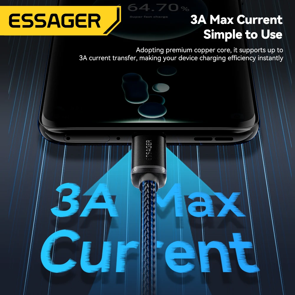 Cable Essager 3 en 1 USB Tipo C y Lightning para iPhone 16 15, para Apple Watch IWatch, Cargador Inalámbrico, Cable de Datos de Carga Rápida