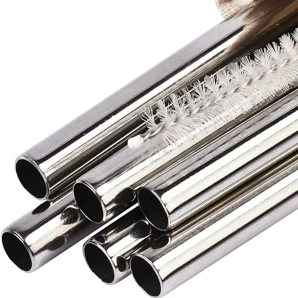 Pajitas reutilizables Boba con cepillo de limpieza, 4 Uds., pajita de té de burbujas de Metal de acero inoxidable Extra ancha para batidos y batidos
