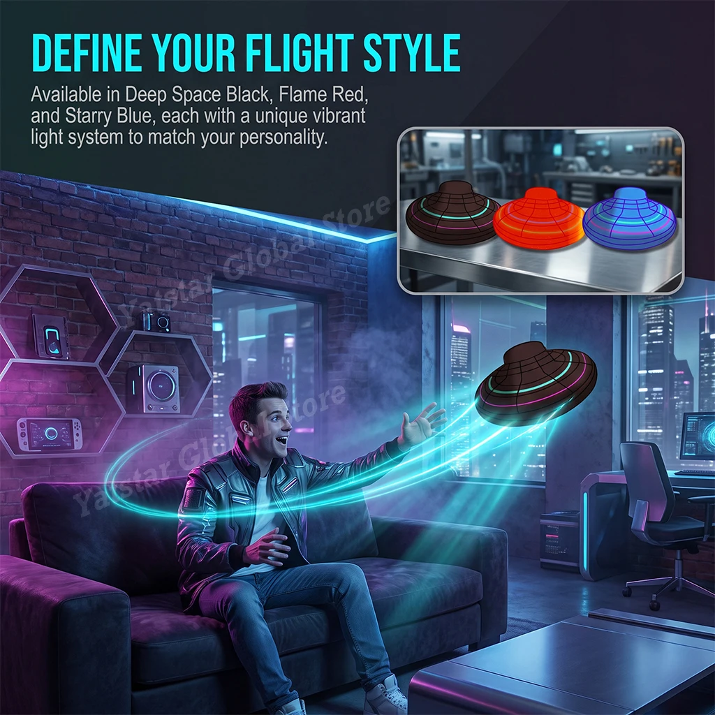 Helicóptero Mágico Volador, Spinner de Dedo, Giroscopio, Mini Dron, Aeronave con Luz LED, Juguete Divertido para Adolescentes y Adultos